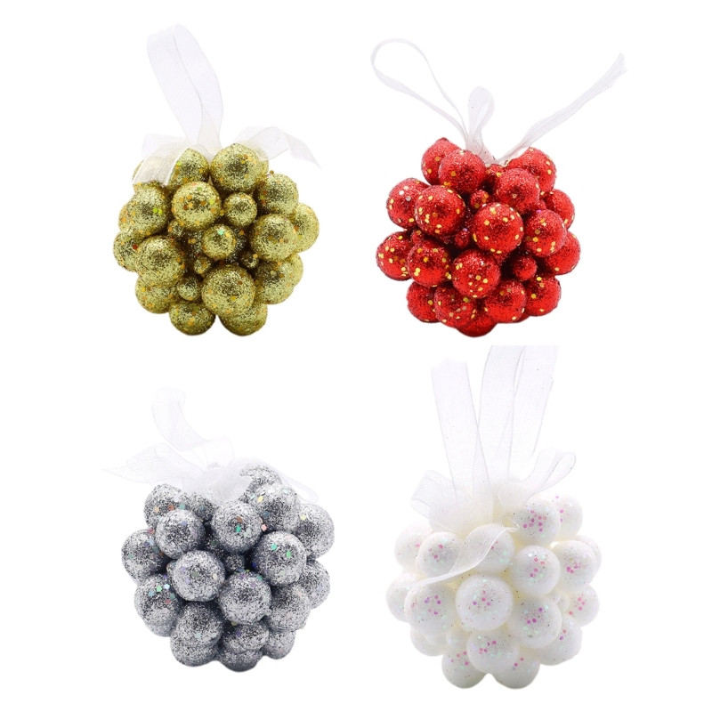 Висящи топки за коледно дърво Орнаменти Декорации Материал от пяна Детски подаръци Топки 4 цвята за висящи декорации за парти