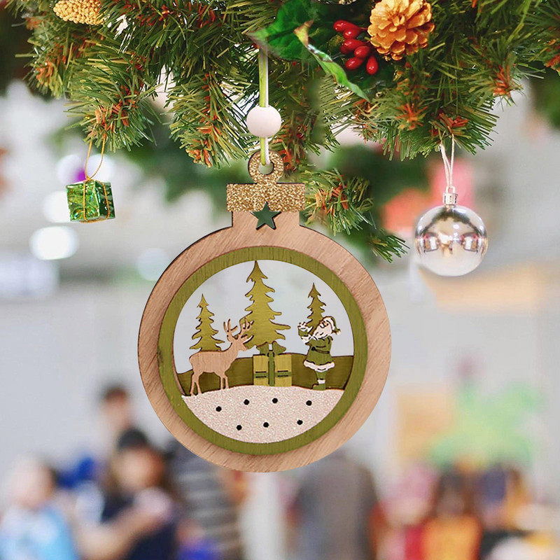 Коледни дървени висулки Коледни снежинки Орнаменти за дърво Начало Декор Коледна украса 2023 Нова година #50g