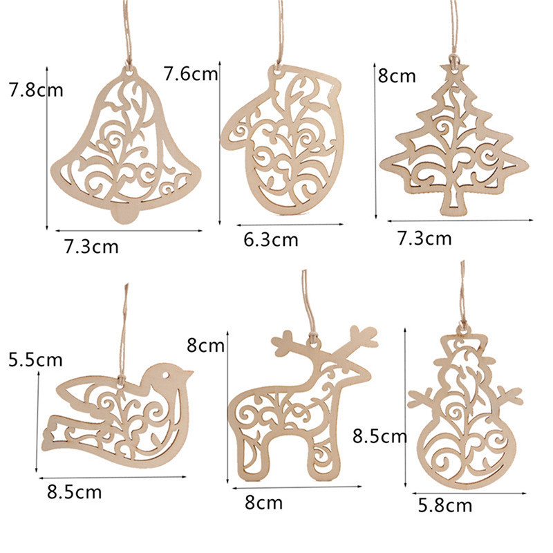 3D дървена креативна куха издълбана украса за коледно дърво Направи си сам висулка Домашно висящо украшение за парти Нова година