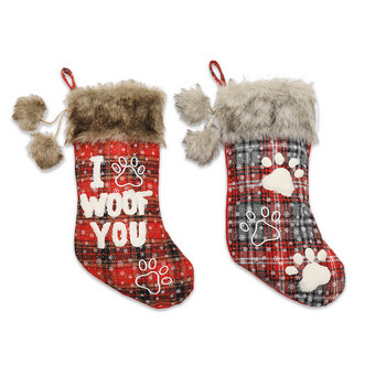 Navidad 2023 Χριστουγεννιάτικη διακόσμηση Χριστουγεννιάτικη Διακόσμηση για σκύλους Κάλτσες για κατοικίδια Κάλτσες για κατοικίδια Γούνινο γιακά καρό Χριστουγεννιάτικες κάλτσες Χριστουγεννιάτικο δέντρο Χριστουγεννιάτικο κρεμαστό