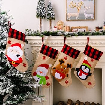 Чанта с горещи коледни чорапи Снежен човек Дядо Коледа Подарък Чанта за бонбони С шнурове Чанта за закуски За декорация на коледно дърво за дома 2023 Нова година