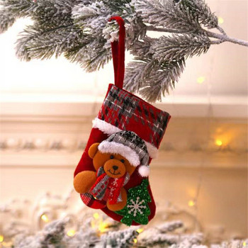 Висулка за коледно дърво 3D карикатура Дядо Коледа Снежен човек Elk Bear Коледен чорап Подаръчна торбичка Navidad 2023 Нова година Коледен декор