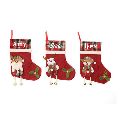 25x19cm Малки коледни чорапи Персонализирано име Коледна торба за подарък Коледна елха Декорации Персонализирани детски подарък за Нова година 2023