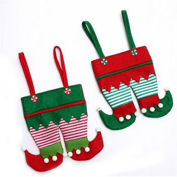 Коледен елф Чанти за бонбони Чорапи Кадифени чанти за панталони на Дядо Коледа Коледна парти Декорация Бутилка бонбони Парти подаръци Коледни чорапи Нови