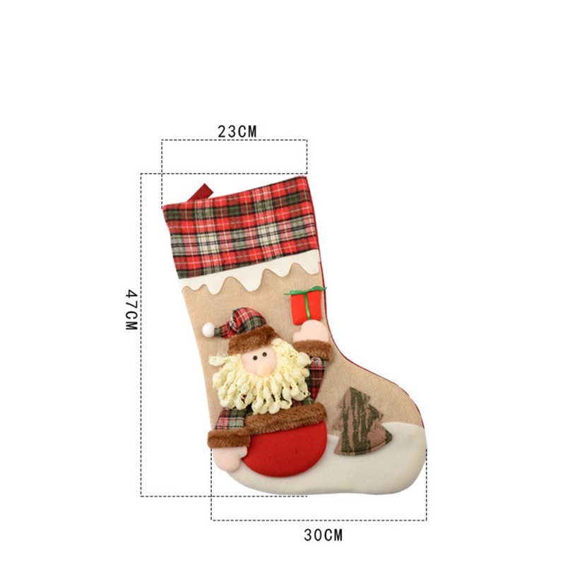 Коледни чорапи с бродирано име Коледна чанта за бонбони Персонализирано име Коледно дърво Творчески висулки Персонализирани новогодишни подаръци