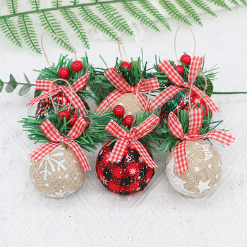 Χριστουγεννιάτικη μπάλα 5cm Διακόσμηση με κόκκινο καρό ύφασμα ζωγραφισμένη μπάλα κρεμαστό μενταγιόν Χριστουγεννιάτικο δέντρο Πρωτοχρονιάτικα προϊόντα διακόσμησης σπιτιού