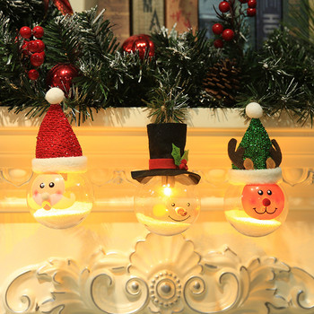 Χαριτωμένα LED Χριστουγεννιάτικη Μπάλα Φωτάκια Δέντρου Κρεμαστό Στολίδι Μπάλες από πολυστυρένιο Άγιος Βασίλης Χιονάνθρωπος Ελάφια Στρογγυλή Διαφανής Μπάλα Πρωτοχρονιά