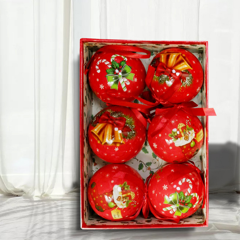 6 PCS Коледно дърво Топки Висулка Орнаменти Висяща топка Пластмасови декорации Домашен празник Navidad Новогодишен декор Подарък