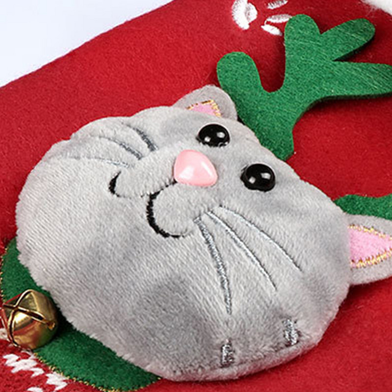 1 бр. Коледни чорапи, украсени със сладки анимационни котки и кучета, изчеткани коледни чорапи Подаръчни торбички Персонализирани коледни висулки Подарък