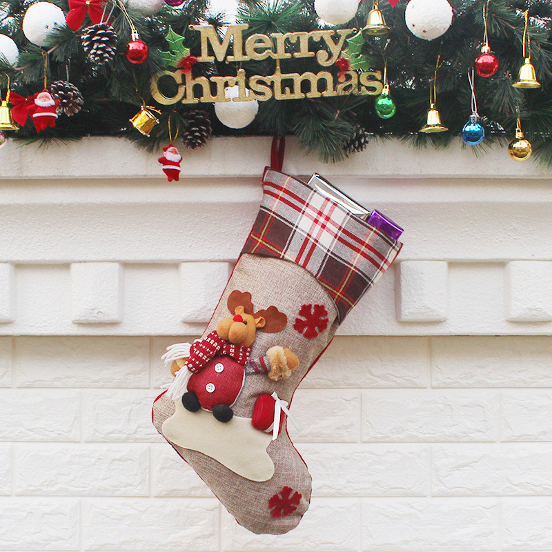 New 2022 Christmas Stocking Sack Xmas Gift Candy Bag Noel Christmas Decorations for Home Natal Navidad Sock Christmas Tree Decor
