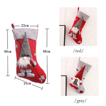 Новогодишни чорапи Зимни големи коледни чорапи за куклата без лице Дядо Коледа Снежен човек Коледна украса за дома Подарък Бонбони