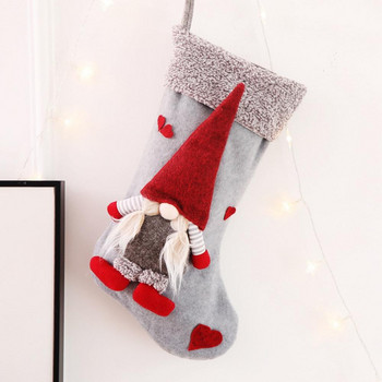 Новогодишни чорапи Зимни големи коледни чорапи за куклата без лице Дядо Коледа Снежен човек Коледна украса за дома Подарък Бонбони