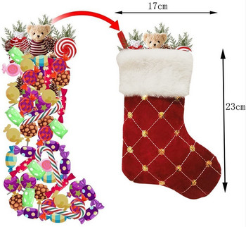 Нов плат за коледни чорапи Дядо Коледа Чорап Подарък Детска чанта за бонбони Джоб за елени Висящо коледно дърво Орнамент Нова година 2023