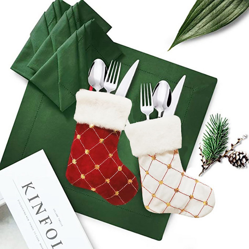 Нов плат за коледни чорапи Дядо Коледа Чорап Подарък Детска чанта за бонбони Джоб за елени Висящо коледно дърво Орнамент Нова година 2023