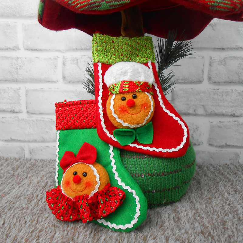 1 бр. Коледни меденки Момче Бисквитка Момиче Чорапи Торбичка с бонбони Коледни чорапи Коледни орнаменти Висулка за дърво