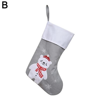 Нова година 2023 Коледни чорапи Елени Снежен човек Коледно дърво Подарък Чорапи Орнаменти Коледа Карирани чанти на Дядо Коледа R7s2