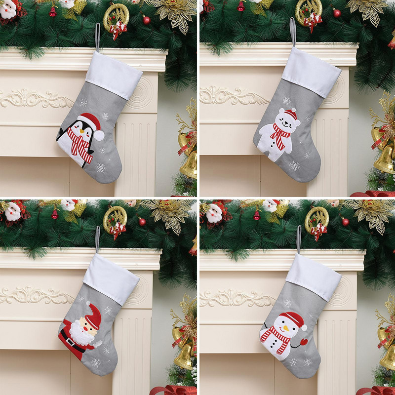 Нова година 2023 Коледни чорапи Елени Снежен човек Коледно дърво Подарък Чорапи Орнаменти Коледа Карирани чанти на Дядо Коледа R7s2