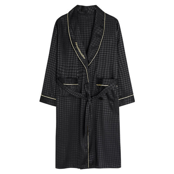 Γυναικείο κομψό ρόμπα με ζώνη και κεντημένα γράμματα