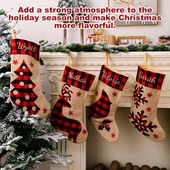 Uued jõulusukad Kangas Jõuluvana Sokid Kingitus Lastele Kommikott Lumememm Hirve tasku Rippuv jõulupuuehe Uusaasta 2023