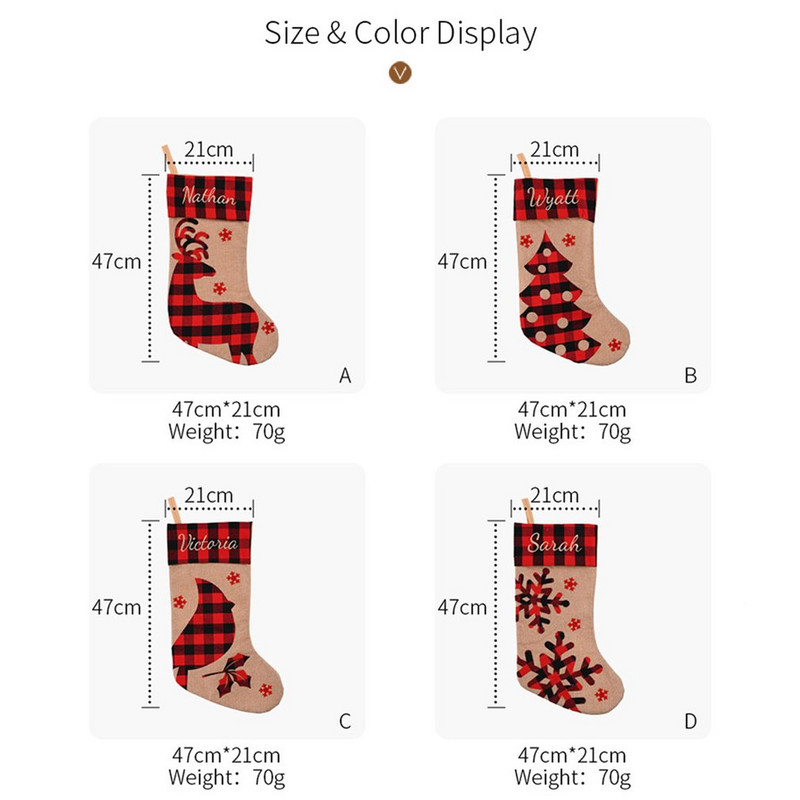 Uued jõulusukad Kangas Jõuluvana Sokid Kingitus Lastele Kommikott Lumememm Hirve tasku Rippuv jõulupuuehe Uusaasta 2023