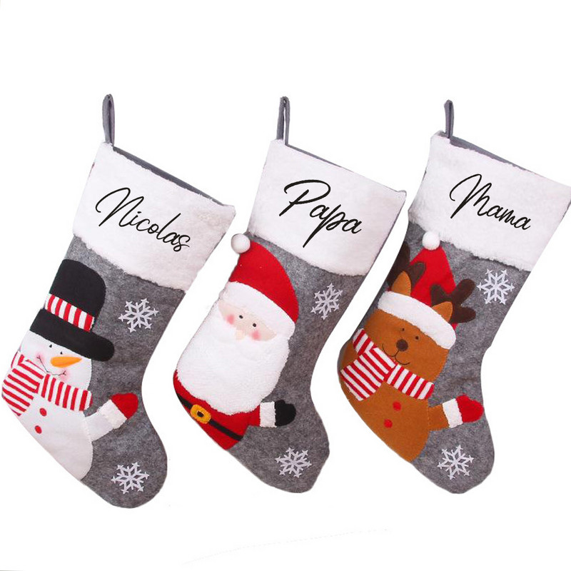 Εξατομικευμένο Όνομα Άγιος Βασίλης Χιονάνθρωπος Άλκη Κρεμαστό Διακοσμητικά Χριστουγεννιάτικα Δώρα Προσαρμοσμένες κάλτσες Πρωτοχρονιάς Χριστουγεννιάτικες κάλτσες Τσάντα δώρου