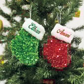 Нови коледни декоративни малки чорапи с персонализирано име Мини коледни чорапи Червено зелено коледно дърво с висулка Подаръчна торбичка Торбички за бонбони