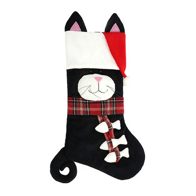 Коледен чорап Дядо Коледа, торба с подарък, бонбони, анимационна котка, куче, коледно дърво, чорап, коледна украса за дома Navidad, новогодишен декор