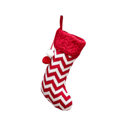1 бр. Коледен чорап Детска торбичка за подаръци Чорапи Плетива Райета Снежинка Празнични чанти Декорация за обзавеждане на дома