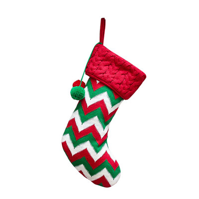 1 бр. Коледен чорап Детска торбичка за подаръци Чорапи Плетива Райета Снежинка Празнични чанти Декорация за обзавеждане на дома