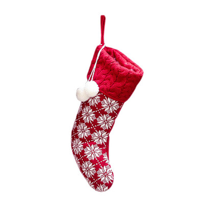 1 бр. Коледен чорап Детска торбичка за подаръци Чорапи Плетива Райета Снежинка Празнични чанти Декорация за обзавеждане на дома