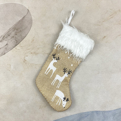 Καλά Χριστούγεννα βελούδινες κάλτσες Κάλτσες Elk printed Χριστουγεννιάτικο μενταγιόν στολίδι Τσάντα δώρου Διακόσμηση καταστήματος τζάκι σπιτιού