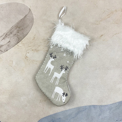 Καλά Χριστούγεννα βελούδινες κάλτσες Κάλτσες Elk printed Χριστουγεννιάτικο μενταγιόν στολίδι Τσάντα δώρου Διακόσμηση καταστήματος τζάκι σπιτιού
