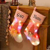Ciorapi de Crăciun roz personalizați cu ciorapi de Crăciun ușor brodați, Ciorapi de Crăciun de familie Cadou de Crăciun personalizat