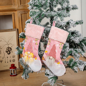 Εξατομικευμένες ροζ χριστουγεννιάτικες κάλτσες με ελαφριά κεντημένη χριστουγεννιάτικη κάλτσα, οικογενειακή χριστουγεννιάτικη κάλτσα προσαρμοσμένο Χριστουγεννιάτικο δώρο