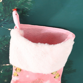 Εξατομικευμένες ροζ χριστουγεννιάτικες κάλτσες με ελαφριά κεντημένη χριστουγεννιάτικη κάλτσα, οικογενειακή χριστουγεννιάτικη κάλτσα προσαρμοσμένο Χριστουγεννιάτικο δώρο