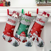 Нови коледни декоративни артикули Безлични чорапи за кукли Персонализирано име Торбичка с подарък Бонбони Висулка Дядо Коледа Персонализирани коледни чорапи