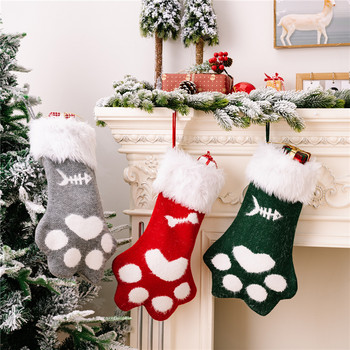 Плюшено домашно куче, котка, лапа, коледни чорапи, чорапи, торбички за подаръци, орнаменти за коледно дърво, коледна украса за дома 2022 г. Noel Navidad