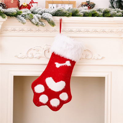 Плюшено домашно куче, котка, лапа, коледни чорапи, чорапи, торбички за подаръци, орнаменти за коледно дърво, коледна украса за дома 2022 г. Noel Navidad