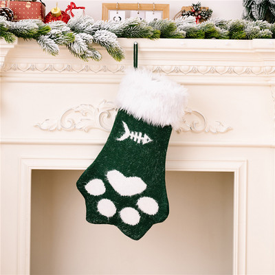 Плюшено домашно куче, котка, лапа, коледни чорапи, чорапи, торбички за подаръци, орнаменти за коледно дърво, коледна украса за дома 2022 г. Noel Navidad