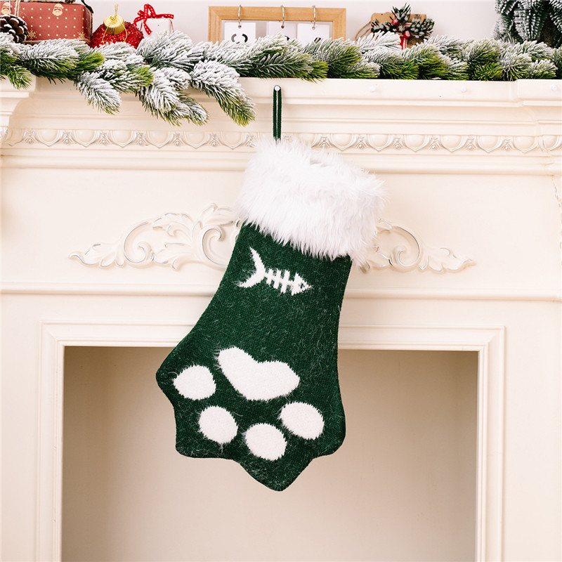 Плюшено домашно куче, котка, лапа, коледни чорапи, чорапи, торбички за подаръци, орнаменти за коледно дърво, коледна украса за дома 2022 г. Noel Navidad