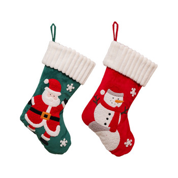 Нови коледни принадлежности Голям бродиран възрастен снежен човек Коледни чорапи Коледна елха Украса за камина подарък чорапи