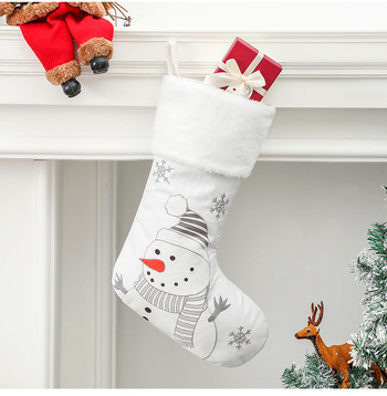 Λευκές χριστουγεννιάτικες κάλτσες Ζώα Penguin Snowflake Χιονάνθρωπος Χριστουγεννιάτικο Στολίδι Χριστουγεννιάτικο μενταγιόν Χριστουγεννιάτικο Δέντρο Δώρο Κάλτσες