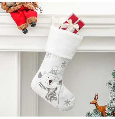 Bijele božićne čarape Životinje Pingvin Pahuljica Snjegović Božićni ukras Božićni privjesak Božićno drvce Dekoracija Poklon Čarape
