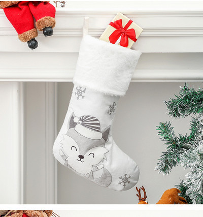 Bijele božićne čarape Životinje Pingvin Pahuljica Snjegović Božićni ukras Božićni privjesak Božićno drvce Dekoracija Poklon Čarape