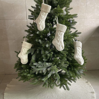 1 τμχ Πλεκτές κάλτσες Χριστουγεννιάτικη διακόσμηση Κάλτσες Πρωτοχρονιάτικη παιδική τσάντα Candy Μπότες κάλτσες Δώρα Μόδα στολίδια δέντρου τζακιού