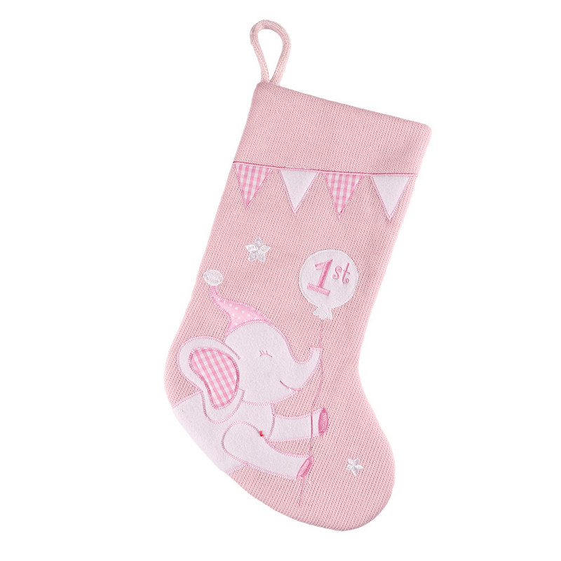 Uued armsad elevandi jõulusokid, isikupärastatud nimi, beebi esimeste jõulude sukad, kohandatud lastele rõõmsate jõulude kinkekott