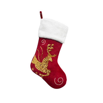 Персонализирани коледни чорапи Коледен чорап с бляскаво име Семейни чорапи Персонализиран коледен подарък Червен чорап