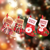 Мини коледен чорап Коледен подарък Плетена вълнена чанта за бонбони Коледна подаръчна чанта за дома Navidad Sock Tree Decor Нова година 2022