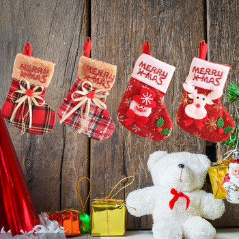 Мини коледен чорап Коледен подарък Плетена вълнена чанта за бонбони Коледна подаръчна чанта за дома Navidad Sock Tree Decor Нова година 2022