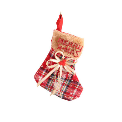 Мини коледен чорап Коледен подарък Плетена вълнена чанта за бонбони Коледна подаръчна чанта за дома Navidad Sock Tree Decor Нова година 2022